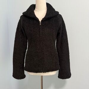 Patagonia Jacket Women’s Small Black Synchilla Fleece Curly Q‎ Shawl Collar